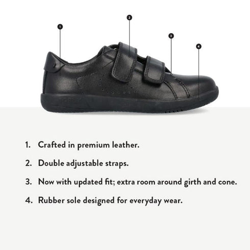 Bobux Kid+ Bound Black Leather School Sneaker Shoe